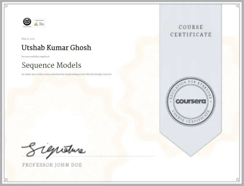 Sequence Models certificate