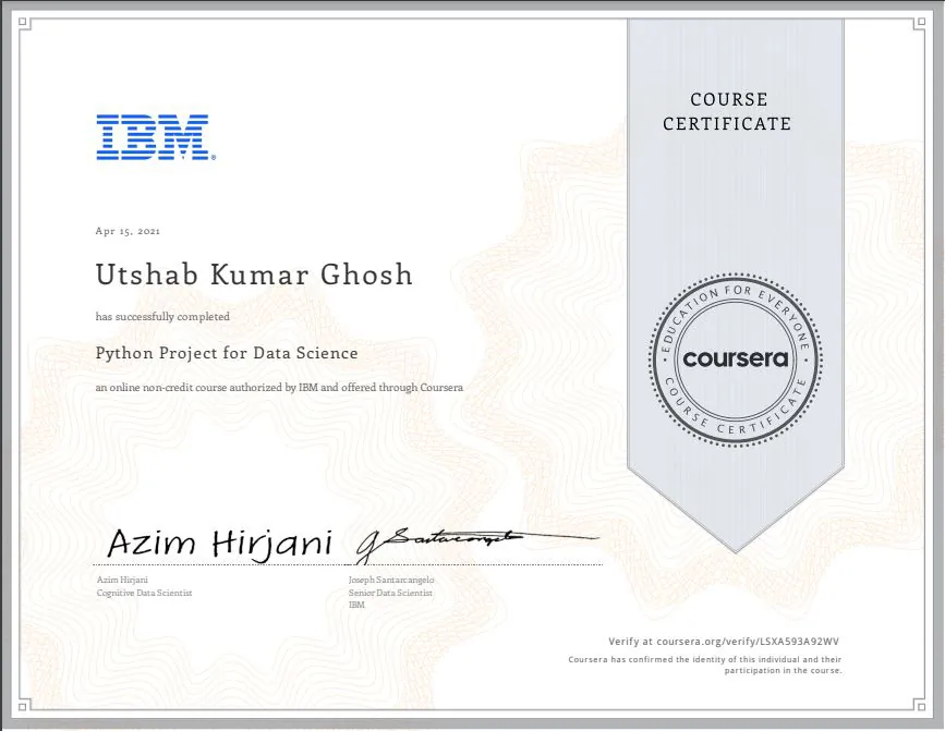 Python Project for Data Science certificate