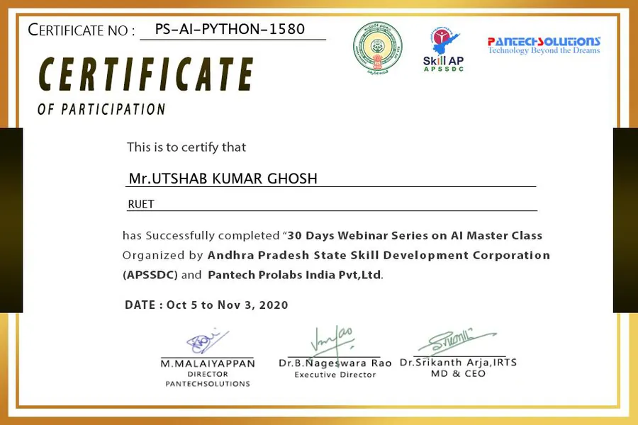 AI Master Class — Pantech Solutions certificate